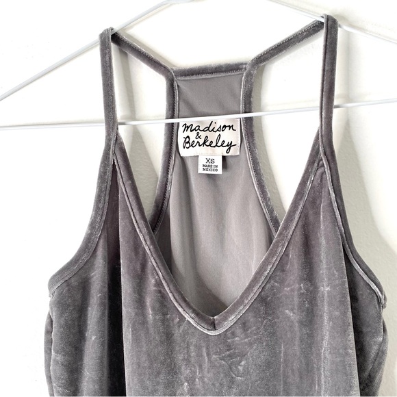 Madison & Berkeley Grey Velvet Bodysuit - Picture 2 of 8